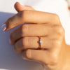 Dainty 14k rose gold moonstone & diamond women engagement ring