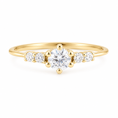 Dainty minimalist 14k yellow gold diamond engagement ring for her
