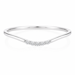 Alianza de boda apilable curva de diamantes para mujer, minimalista, pequeña, de oro blanco de 14k