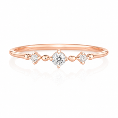 Minimalist delicate 14k rose gold diamond women engagement ring