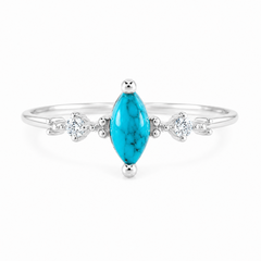 Unique minimalist 14k white gold turquoise promise ring for her