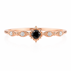 Dainty minimalist 14k rose gold black diamond promise ring for her