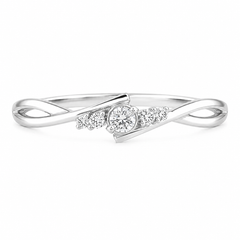 Delicado anillo de promesa de oro blanco de 14k con diamantes para mujer