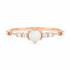 Filigraner, minimalistischer Damen-Verlobungsring aus 14 Karat Roségold mit Opal und Diamanten