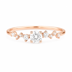 Anillo de compromiso de oro rosa de 14k con diamante delicado y elegante para mujer