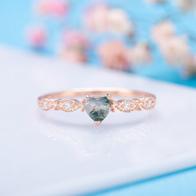 Buy Attractive White Stone Heart Design Rose Gold Cute Ring for Teenage Girl