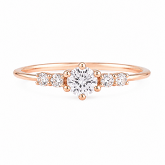 Anillo de compromiso de oro rosa de 14k con diamante delicado y elegante para mujer