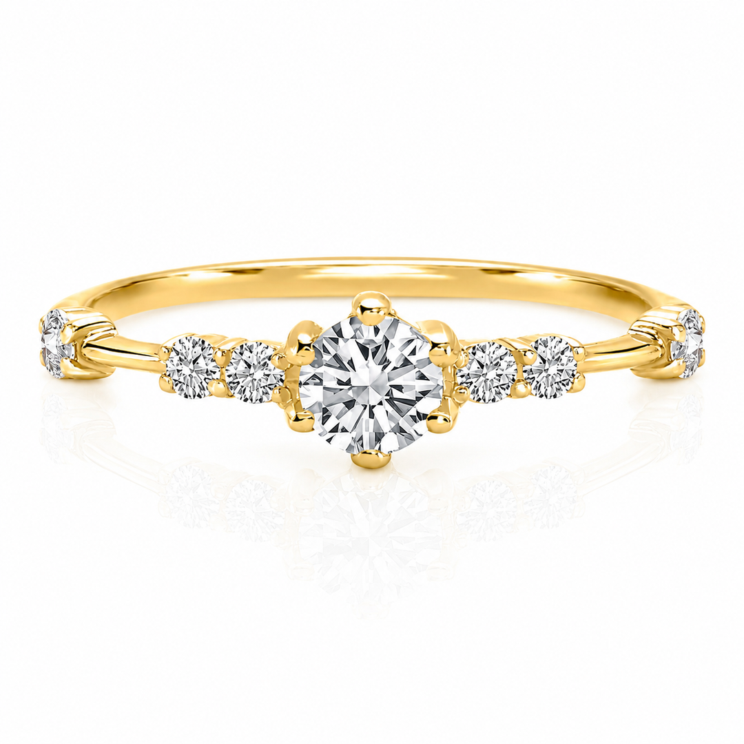 Dainty & elegant 14k yellow gold diamond women engagement ring – YourAsteria