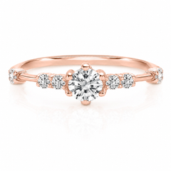 Anillo de promesa de diamante de oro rosa de 14k, delicado y elegante para ella
