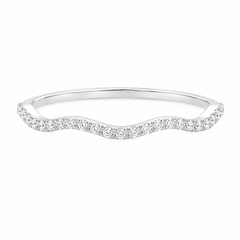 Damen zierlicher und eleganter Diamant-Wellenring aus 14K Weißgold als Ehering oder Stapelring