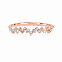 Minimalistischer, zierlicher Damen-Ehering oder Stapelring aus 14 Karat Roségold mit Diamanten