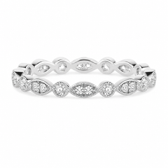 Art deco style full eternity women 14k white gold diamond wedding band or stacking ring