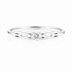 Minimalistischer, zarter Verlobungsring im keltischen Stil aus 14k Weißgold mit Diamanten für Sie