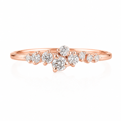 Dainty & elegant 14k rose gold women diamond cluster wedding band or stacking ring