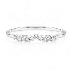Unique Dainty Minimalist 14K White Gold Women's Diamond Cluster Wedding Ring