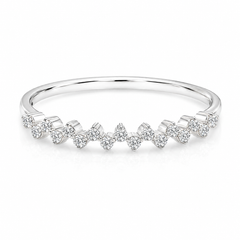 Einzigartiger minimalistischer Ehering aus 14 Karat Weißgold mit Diamanten oder stapelbarer Ring für Damen