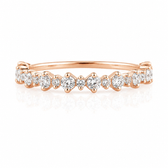 Minimalist dainty 14k rose gold women half eternity diamond wedding band or stacking ring