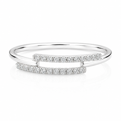 Dainty & elegant women 14k white gold geometric promise ring or stacking ring