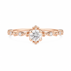 Zierlicher minimalistischer Verlobungsring im Art-Déco-Stil aus 14 Karat Roségold mit Diamanten für sie