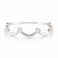 Women's Unique Elegant 14K White Gold Crown Tiara Diamond Wedding Band