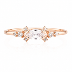 Dainty women 14k rose gold marquise cut diamond engagement ring