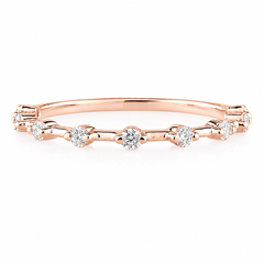 Delicate & elegant women 14k rose gold half eternity diamond wedding band or stacking ring