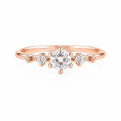 Zierlicher und eleganter 14-karätiger Roségold Damen-Verlobungsring mit Diamanten