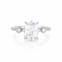 Zierlicher Verlobungsring für Damen aus 925er Sterlingsilber mit Zirkonia im Radiant-Schliff