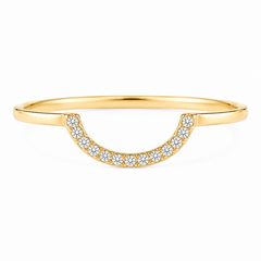 Dainty 14k yellow gold nesting diamond curved stacking ring for her