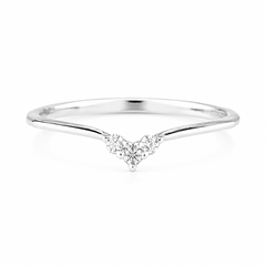 Elegant & dainty 14k white gold diamond women curved wedding band or stacking ring