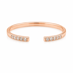 Delicate minimalist 14k rose gold diamond stacking wedding band