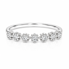 Unique 14k white gold half eternity diamond floral wedding band women