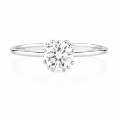 Filigraner & eleganter Damen-Solitär-Verlobungsring aus 14k Weißgold mit Moissanit