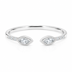 Unique 14k white gold diamond stacking ring for her
