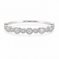 Damen Vintage-Stil 14K Weißgold Diamant Milgrain Ehering oder Stapelring