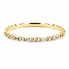 Delicate & elegant women 14k yellow gold half eternity diamond wedding band or stacking ring