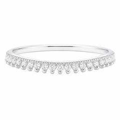 Anillo de boda curvo de diamantes de oro blanco de 14 quilates de estilo vintage para mujer