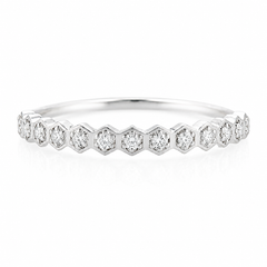 Women Modern Geometric 14K White Gold Women's Half Eternity Diamond Hexagon Wedding Ring