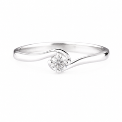 Dainty & simple 14k white gold solitaire diamond women engagement ring