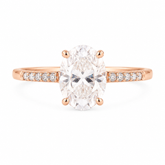 Women 14k rose gold oval cut moissanite engagement ring