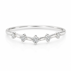 Unique minimalist 14k white gold curved diamond stacking wedding band