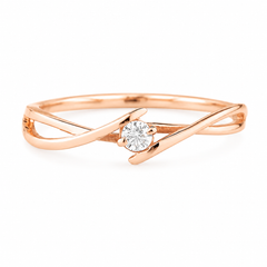 Zierlicher minimalistischer Damen-Verlobungsring aus 14k Roségold mit Solitärdiamant