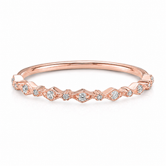 Zierlicher minimalistischer Art-déco-Damen-Ehering aus 14 Karat Roségold mit Diamanten