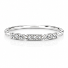 Unique minimalist 14k white gold half eternity diamond wedding band or stacking ring