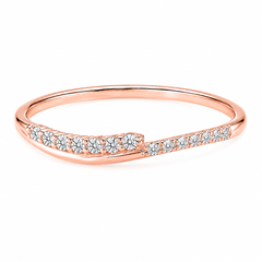 Dainty tiny 14k rose gold women diamond wedding ring