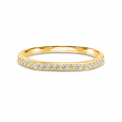 Anillo de boda geométrico de oro amarillo de 14k con pavé de diamantes, minimalista y delicado para mujer