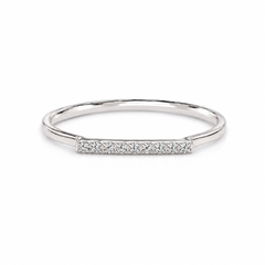 Delicate minimalist 14k white gold women pave diamond wedding band or stacking ring
