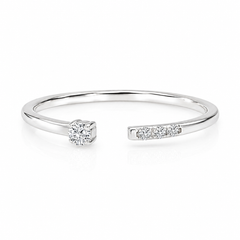 Minimalist 14k white gold diamond stacking ring