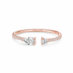 Einzigartiger offener Damen Ehering oder Stapelring aus 14 Karat Roségold mit Diamanten
