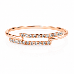 Anillo geométrico de promesa o apilable de oro rosa de 14 quilates, delicado y elegante para mujer